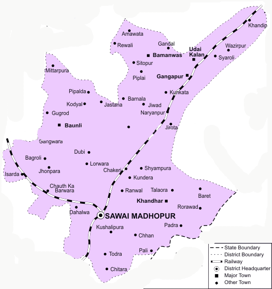Sawai Madhopur District Map - View Sawai Madhopur District Road Map of