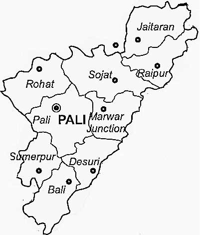 Map Of Pali District Rajasthan Pali District Guide Map Rajasthan- Pali District Tourism Information  Climate Details